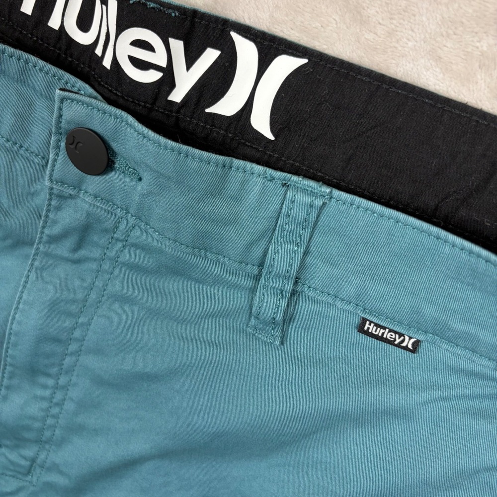 Hurley Chino Shorts Mens 38 Teal Blue Twill Cotton Blend Summer Casual Coastal - Picture 7 of 13